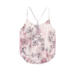 Сатиновая пижама VS Satin Short Cami Set Coconut White Striped Floral