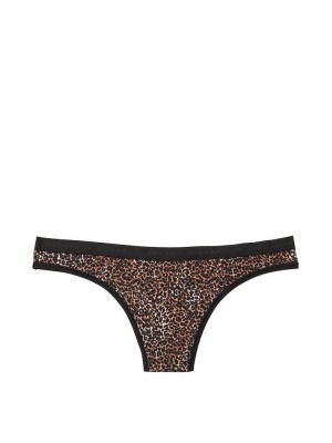 Трусики стринги Victoria's Secret PINK Cotton Thong Panty Leo print 