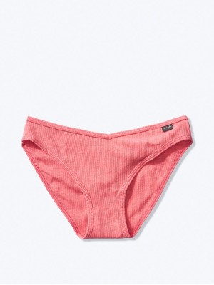 Трусики чики VS PINK Ribbed Cotton Cheekster Panty Coral
