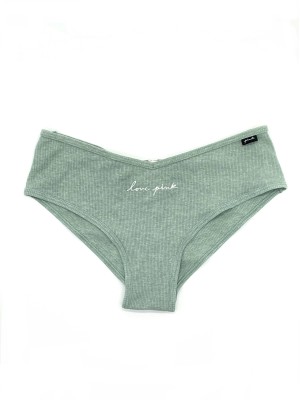Трусики чики VS PINK Ribbed Green Cotton Cheekster Panty Love Pink
