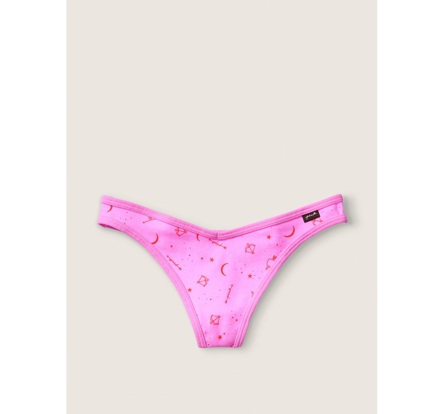 Трусики стринги Victoria's Secret PINK Ribbed Cotton Thong Panty Rose stars