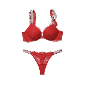 Комплект белья красное кружево Victoria’s Secret Very Sexy Embellished Strap