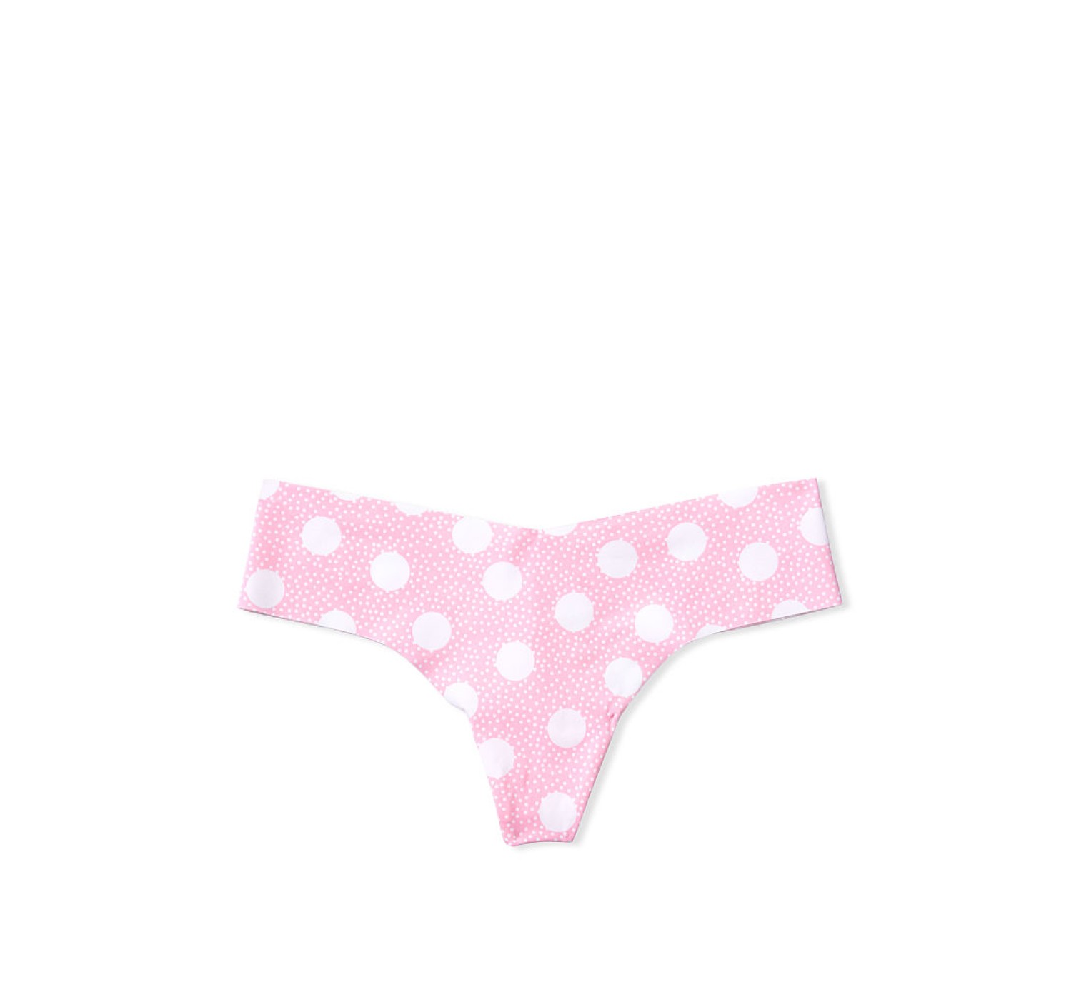 Трусики бесшовные Виктория Сикрет Thong Panty Pink White dot