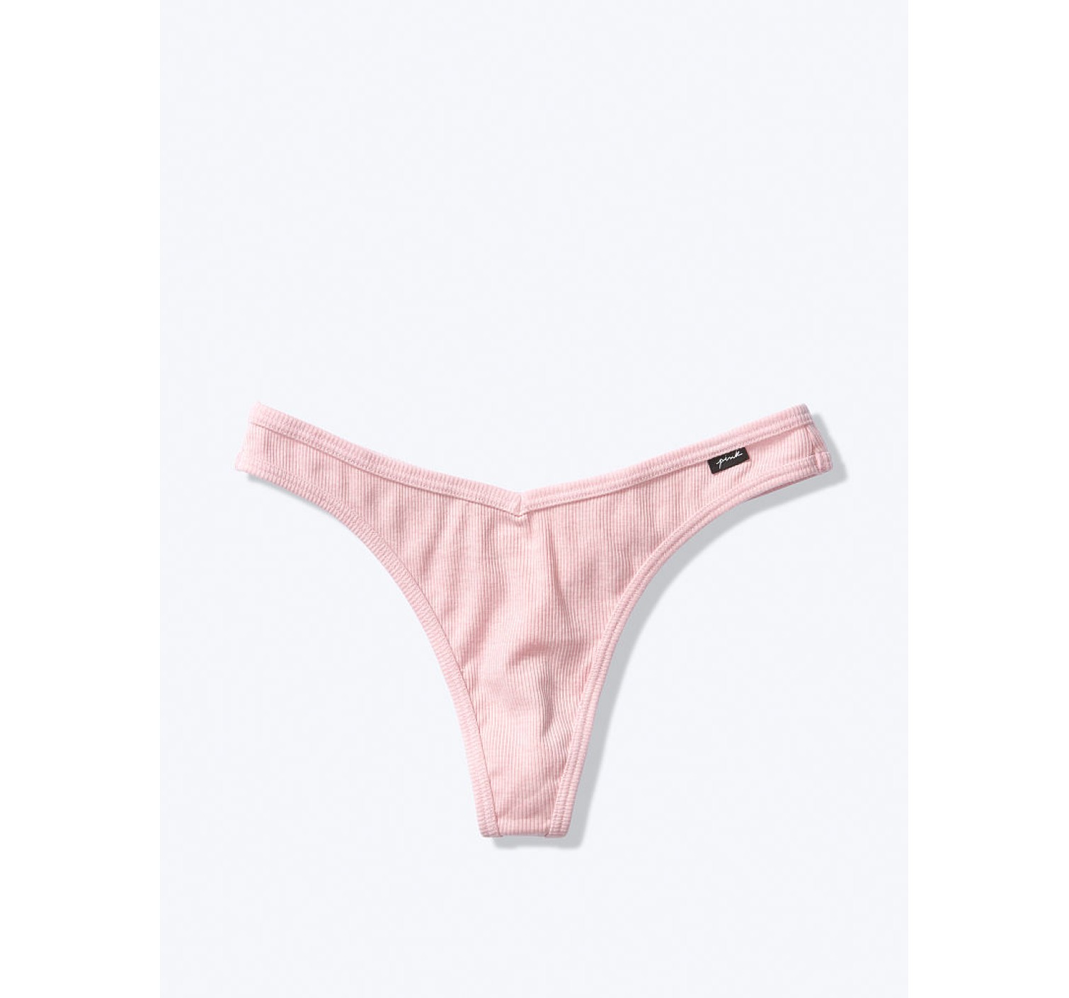 Трусики розовые стринги Victoria's Secret PINK Ribbed Cotton Thong Panty 