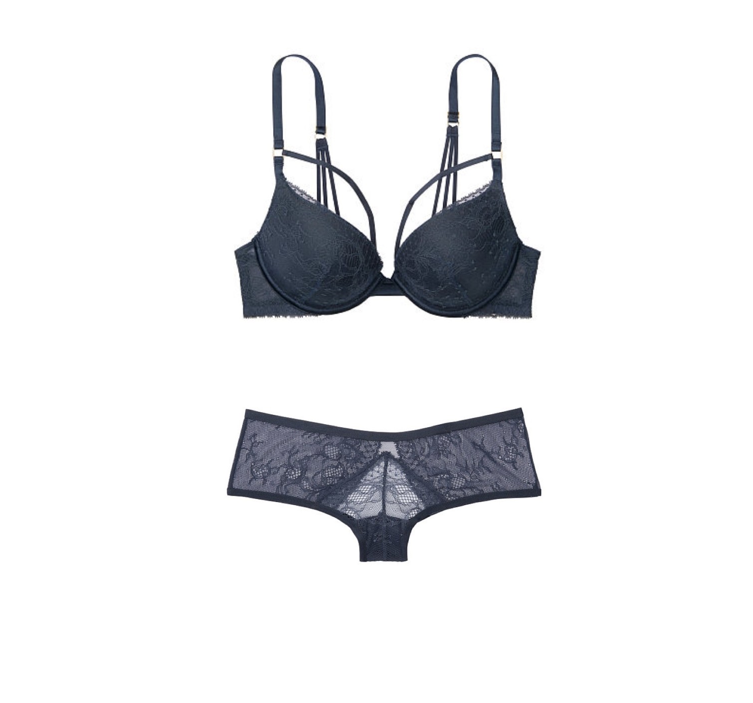 Комплект белья с пуш-ап Very Sexy Strappy Night Blue bra set Victoria’s Secret