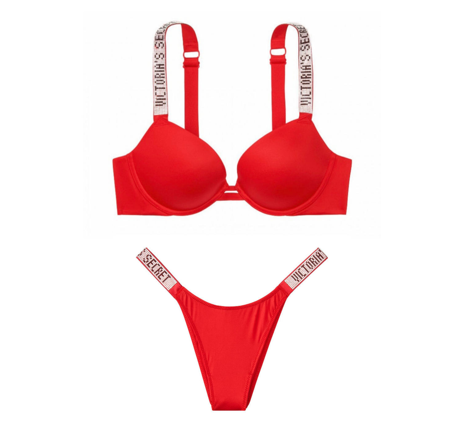Комплект белья Victoria’s Secret Very Sexy Embellished Strap Push-up Bra set Lipstick