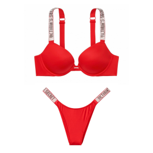 Комплект белья Victoria’s Secret Very Sexy Embellished Strap Push-up Bra set Lipstick