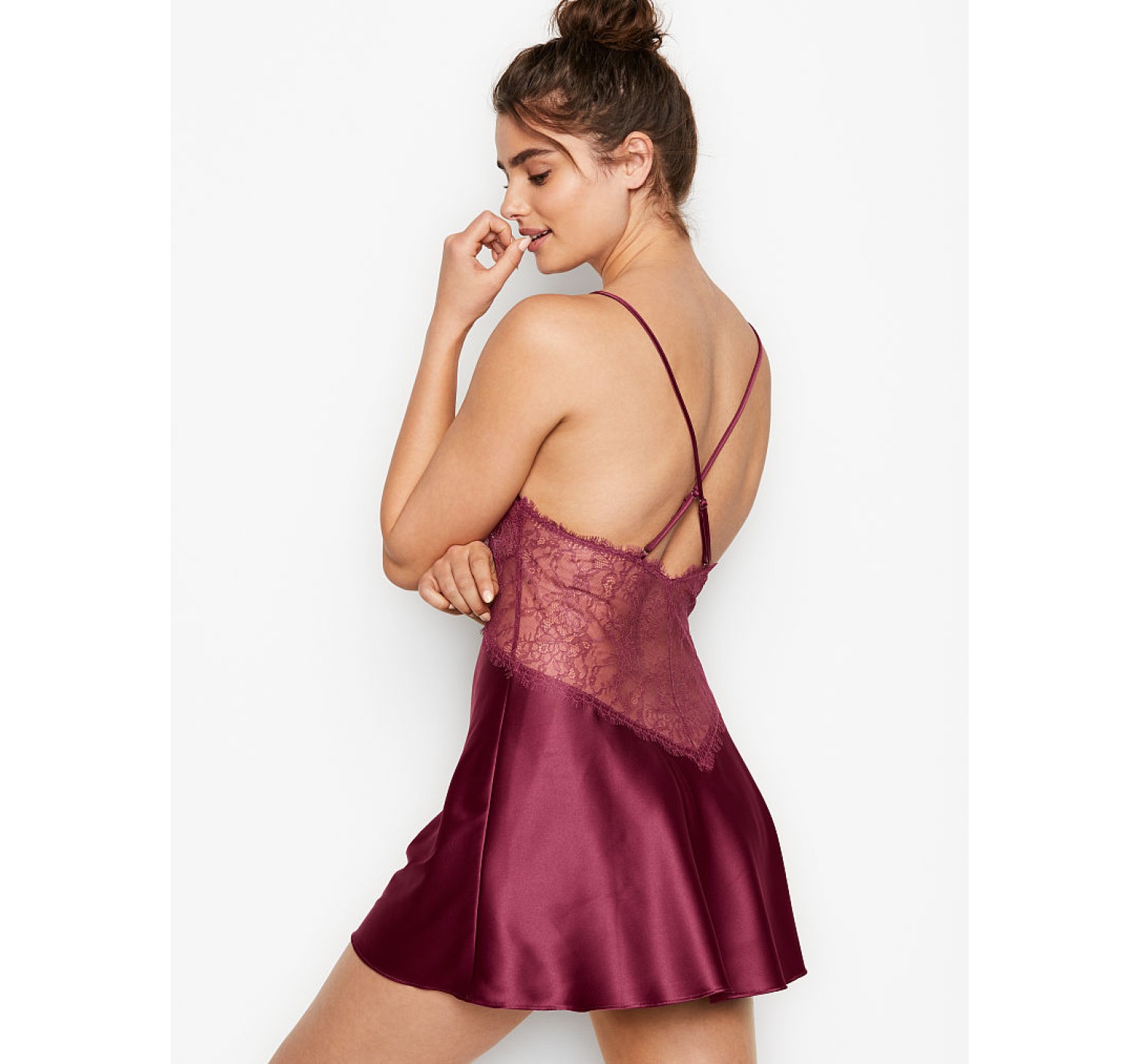Пеньюар Victoria’s Secret Very Sexy Lace Plunge Slip  Magenta Rose