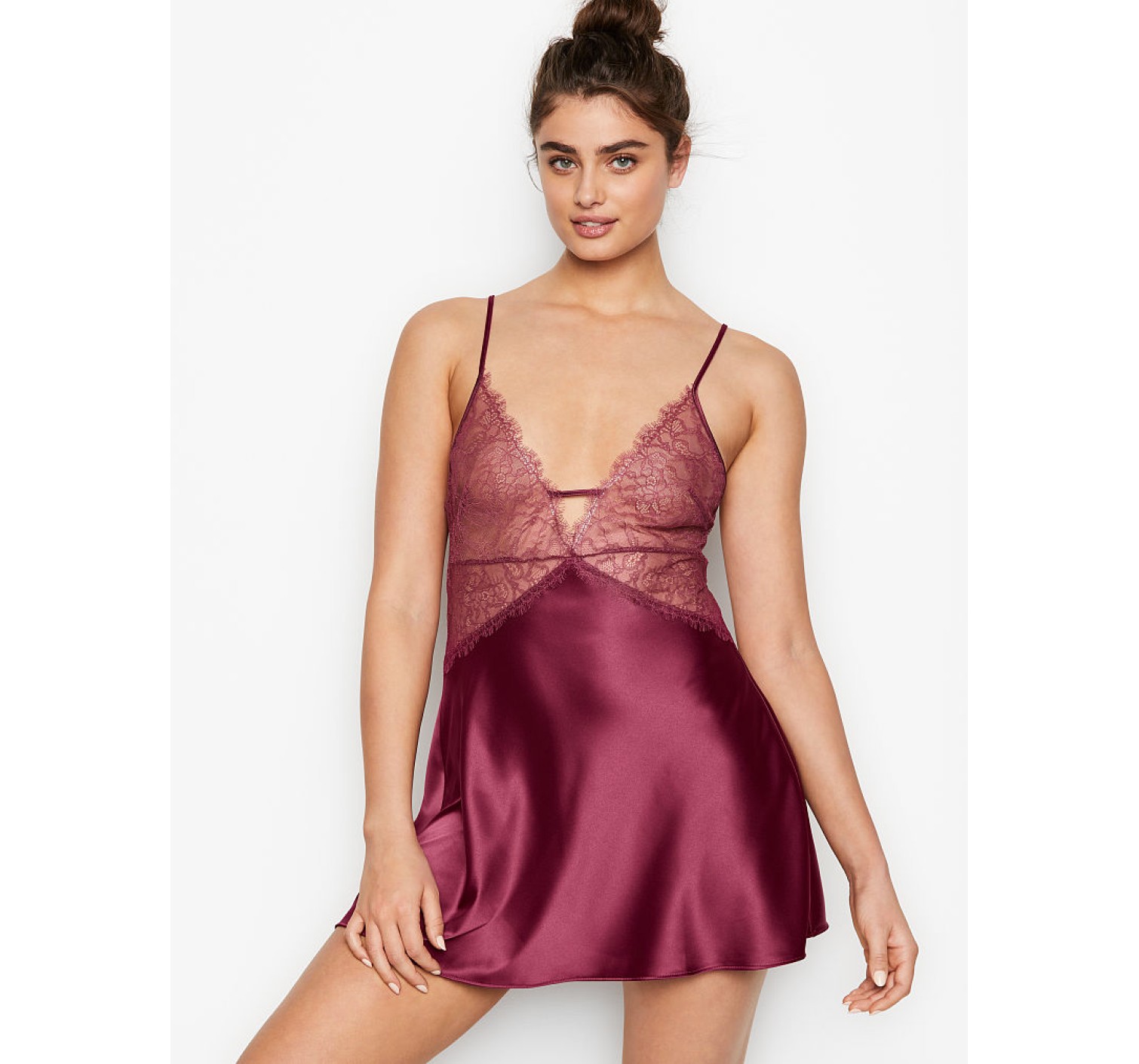 Пеньюар Victoria’s Secret Very Sexy Lace Plunge Slip  Magenta Rose