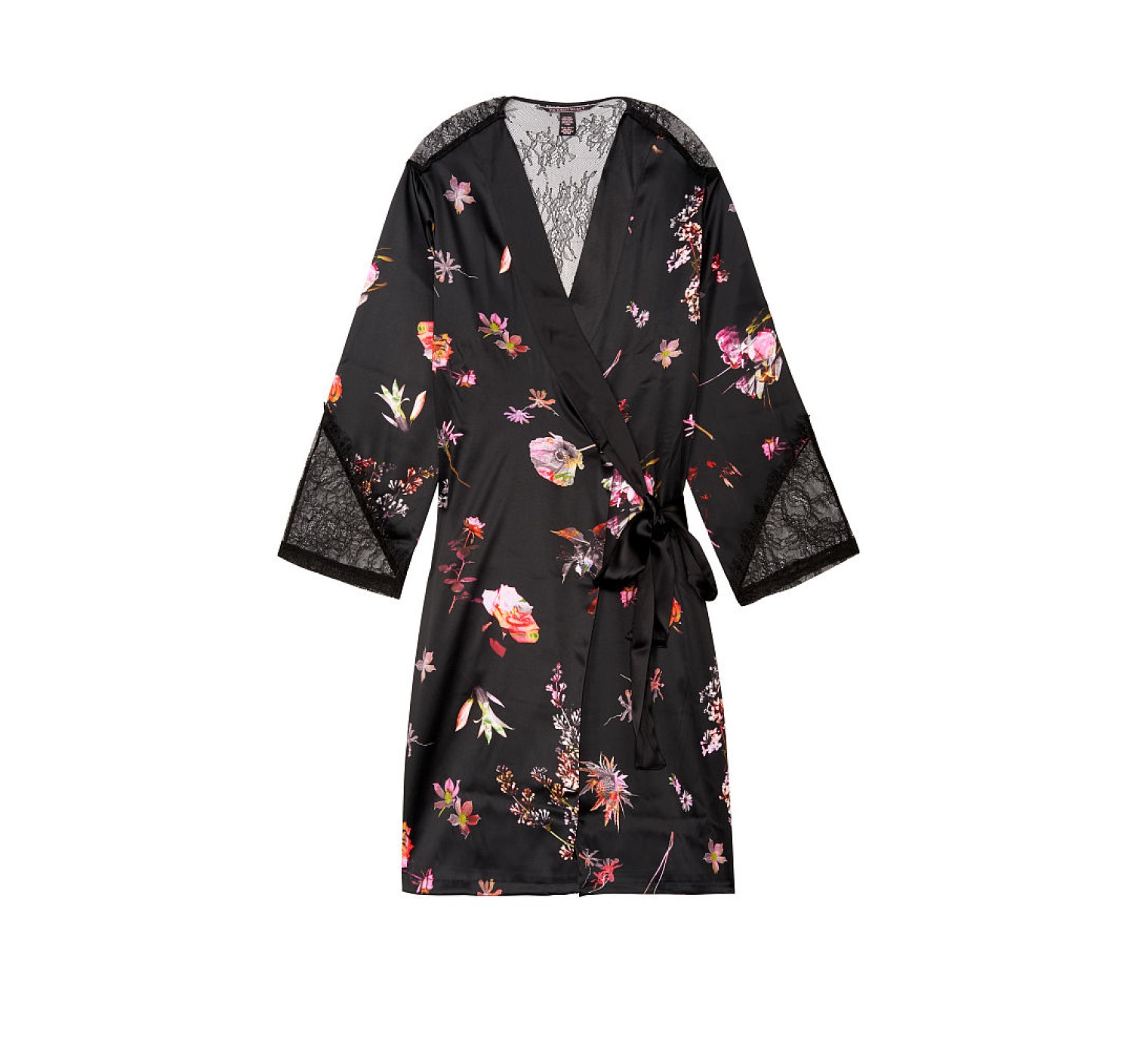 Сатиновый халат Victoria’s Secret Very Sexy Satin Kimono Black Lace