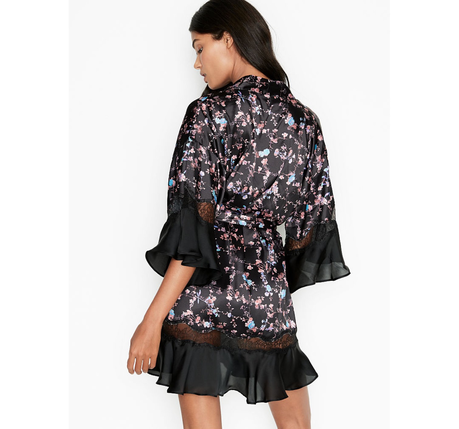 Сатиновый халат Victoria’s Secret Very Sexy Satin Kimono Floral Lace