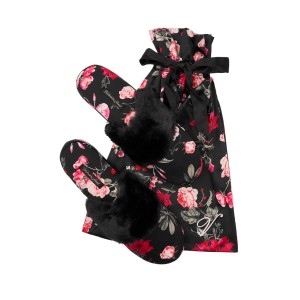 Домашние тапочки Victoria’s Secret Satin Black Floral print