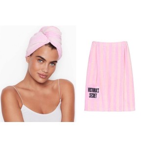 Полотенце для волос и пляжа - комплект Виктория Сикрет Striped Towel