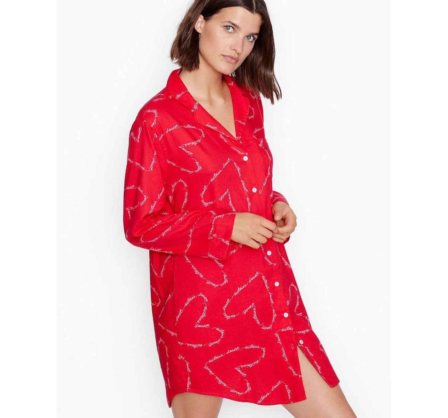 Нічна сорочка Victoria's Secret Cotton Flannel Sleepshirt Red Herats
