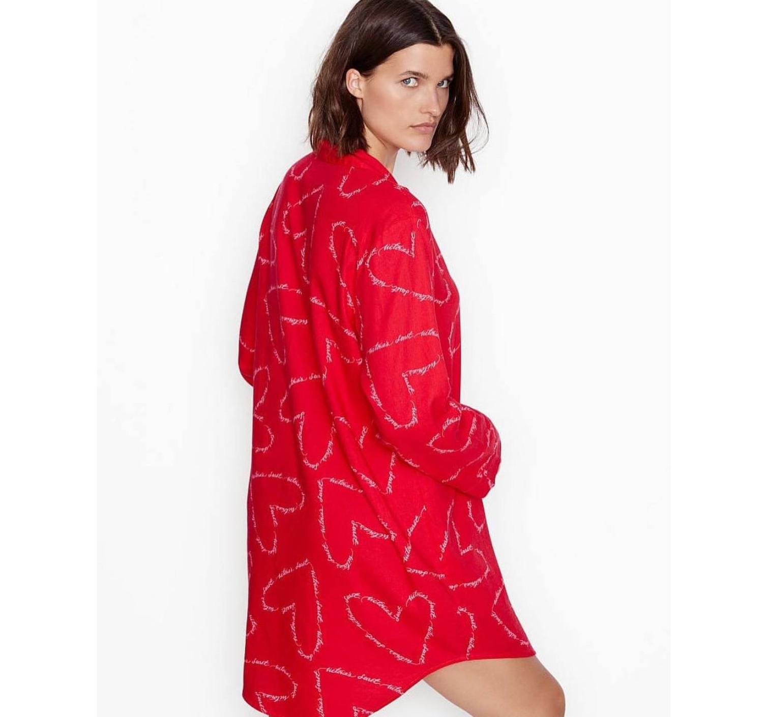 Нічна сорочка Victoria's Secret Cotton Flannel Sleepshirt Red Herats