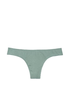 Трусики стрінги Victoria's Secret Pink Ribbed Cotton Thong Panty green