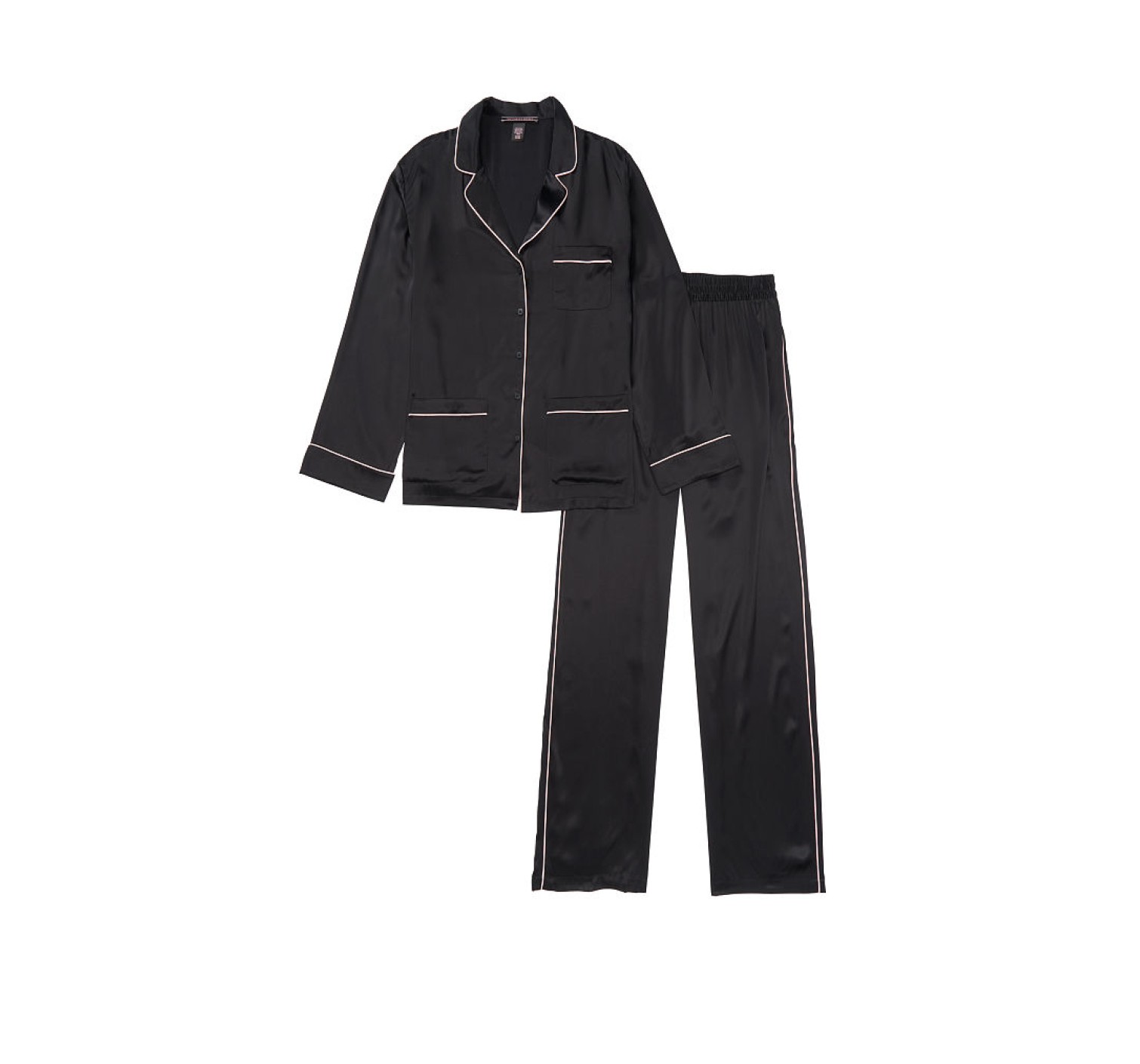 Пижама шелковая Victoria’s Secret Silk Long PJ Set Black