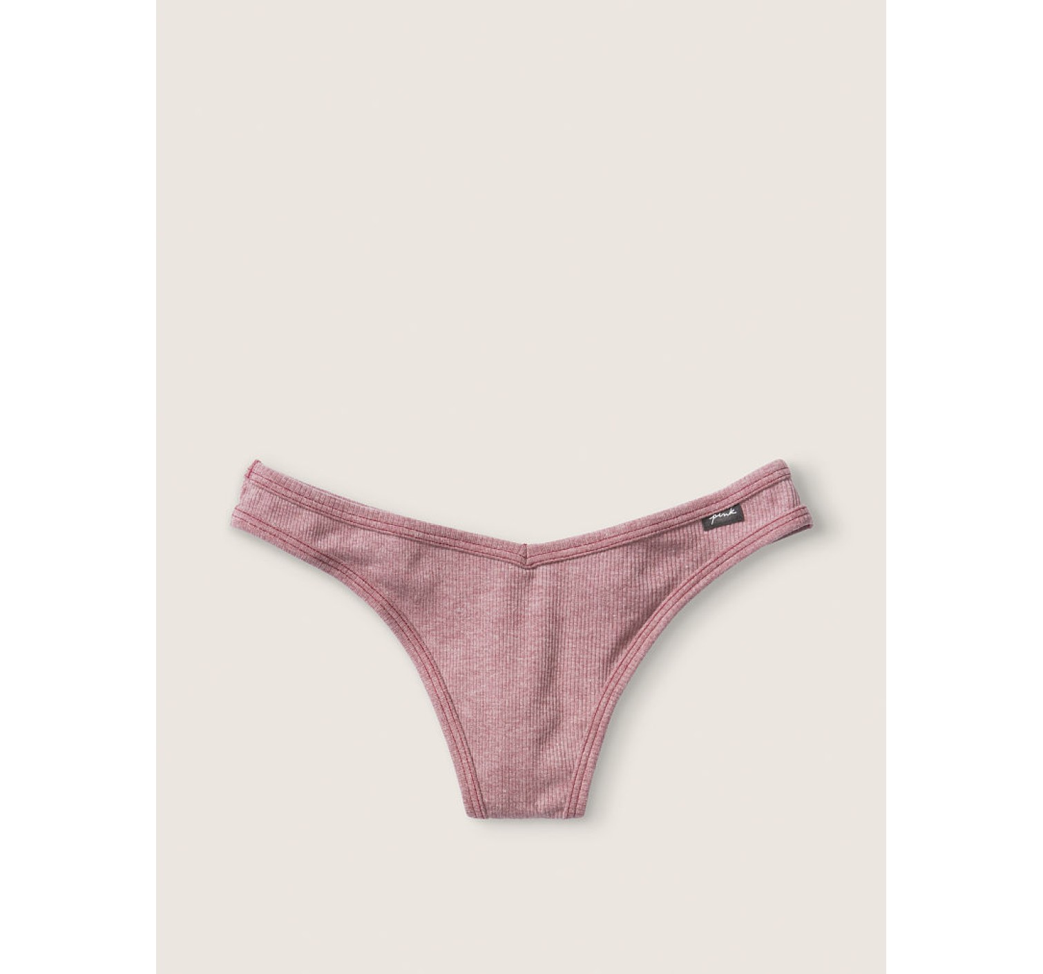 Трусики стринги Victoria's Secret Pink Ribbed Cotton Thong Panty