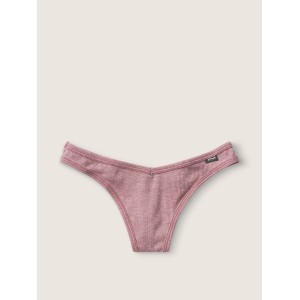 Трусики стринги Victoria's Secret Pink Ribbed Cotton Thong Panty