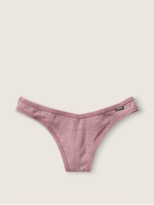 Трусики стринги Victoria's Secret Pink Ribbed Cotton Thong Panty