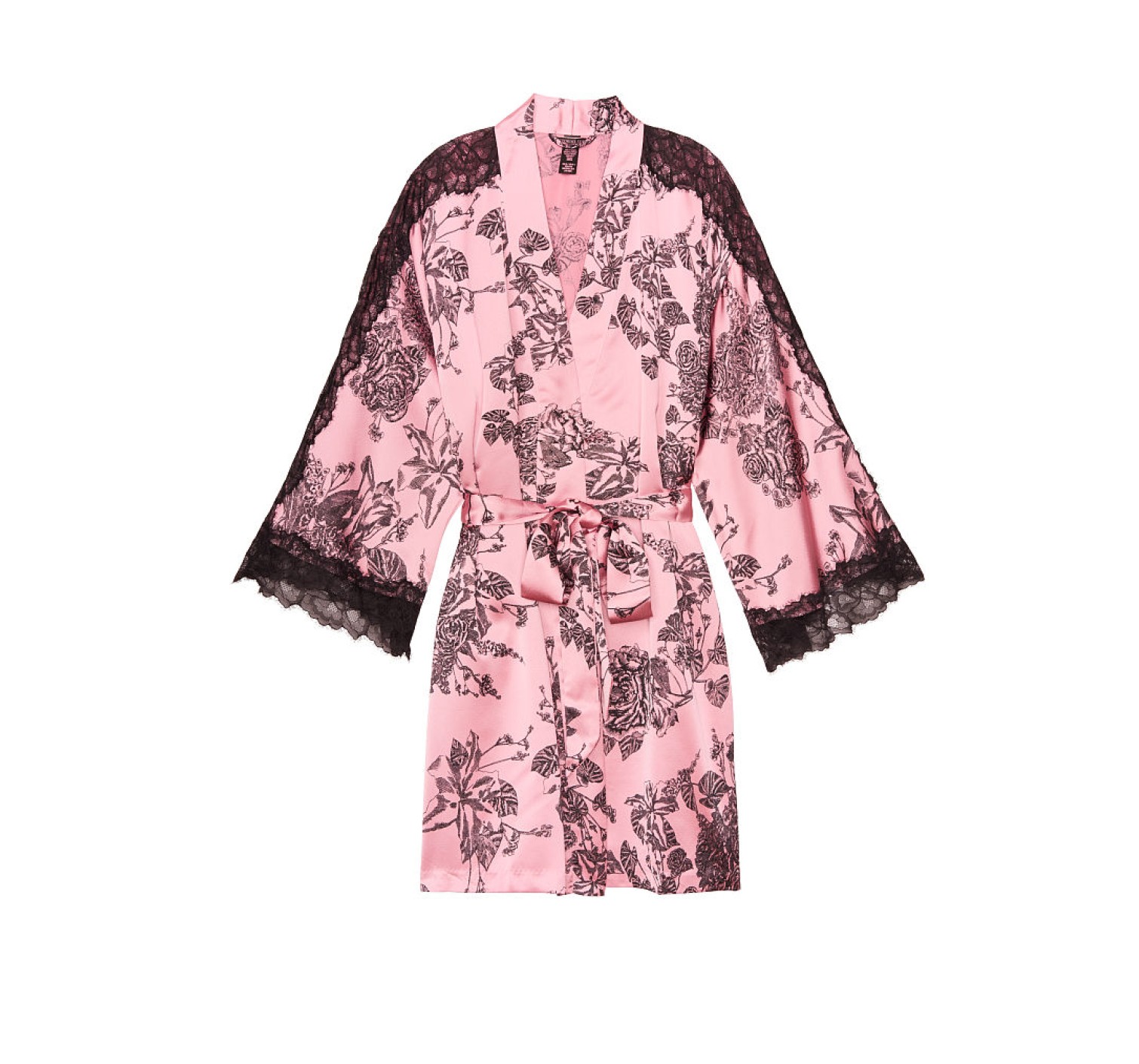 Халат Victoria's Secret Pink Lace Satin Robe Etched Roses
