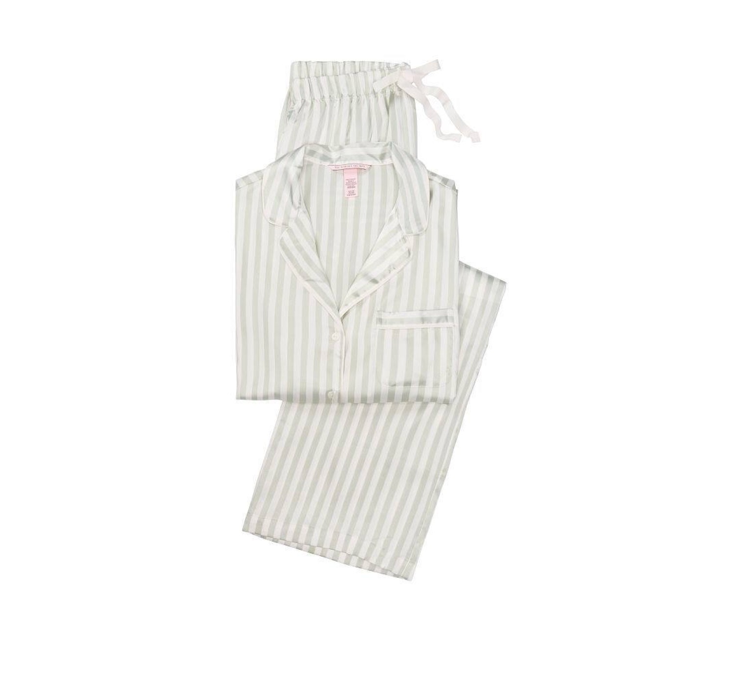 Сатиновая пижама Victoria’s Secret The Satin Long PJ Set Blue Stripe
