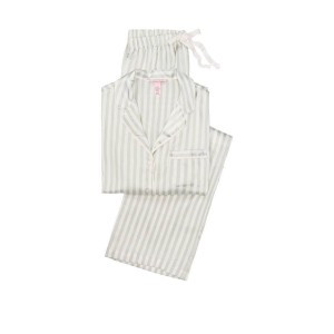 Сатиновая пижама Victoria’s Secret The Satin Long PJ Set Blue Stripe