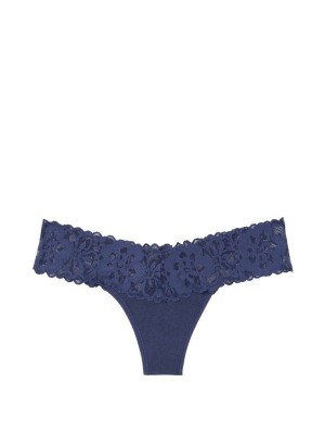 Трусики стринги Victoria's Secret Blue Cotton Thong Panty
