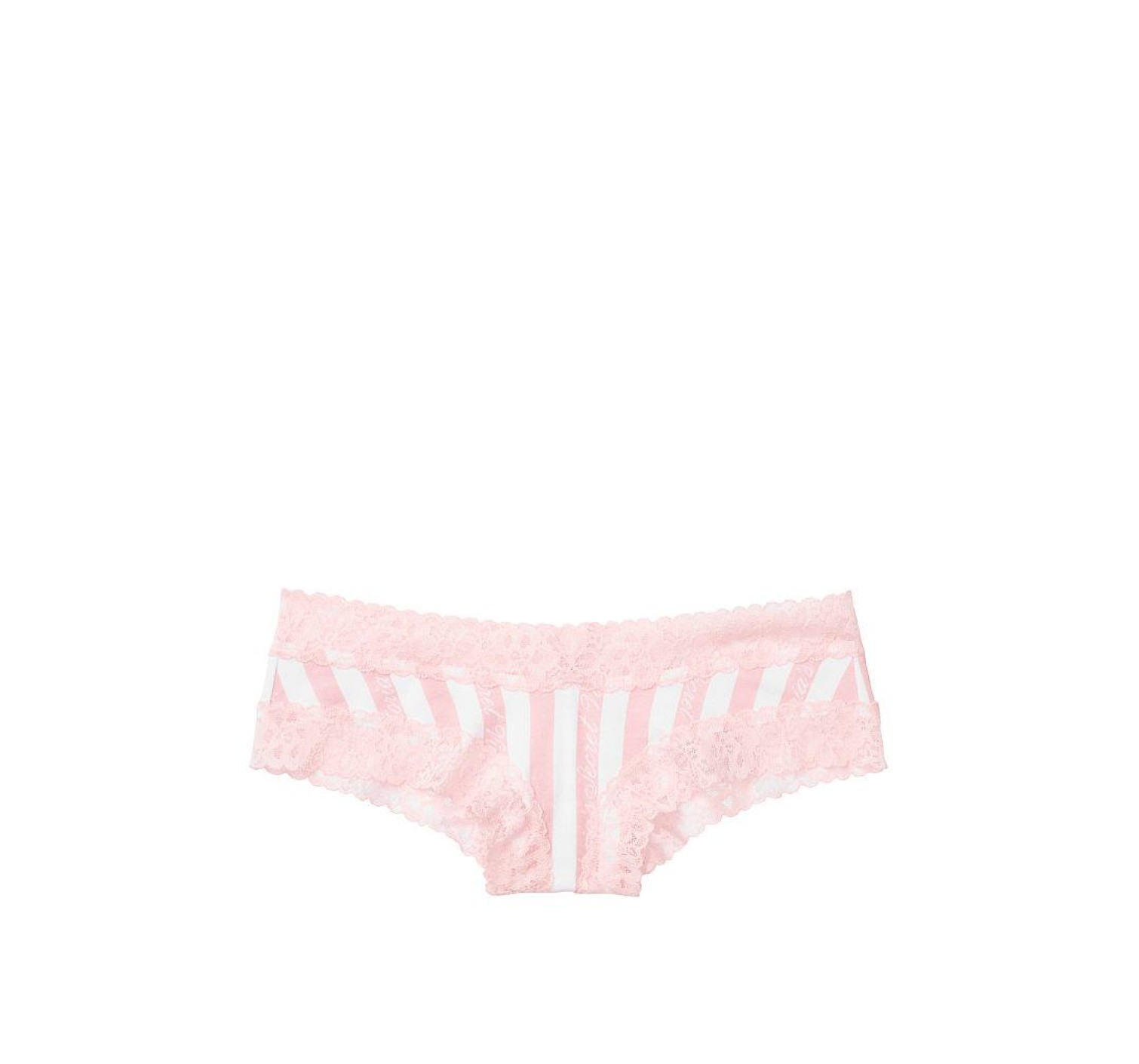 Трусики чики Victoria’s Secret Pink Stripes Lace Cheeky panty