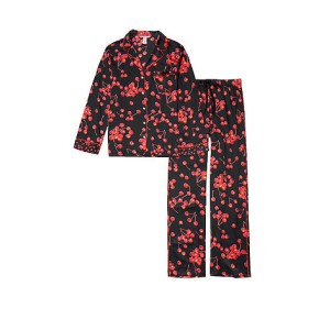 Сатиновая пижама Victoria’s Secret The Satin Long PJ Set Black Cherry