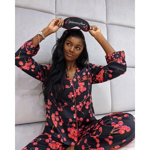Сатиновая пижама Victoria’s Secret The Satin Long PJ Set Black Cherry