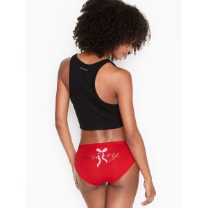 Трусики Victoria's Secret Red Cotton Hiphugger panty VS logo
