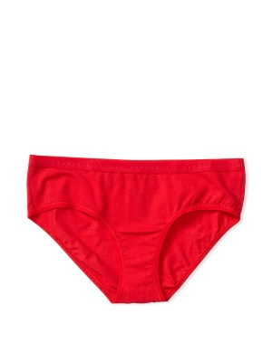 Трусики Victoria's Secret Red Cotton Hiphugger panty VS logo