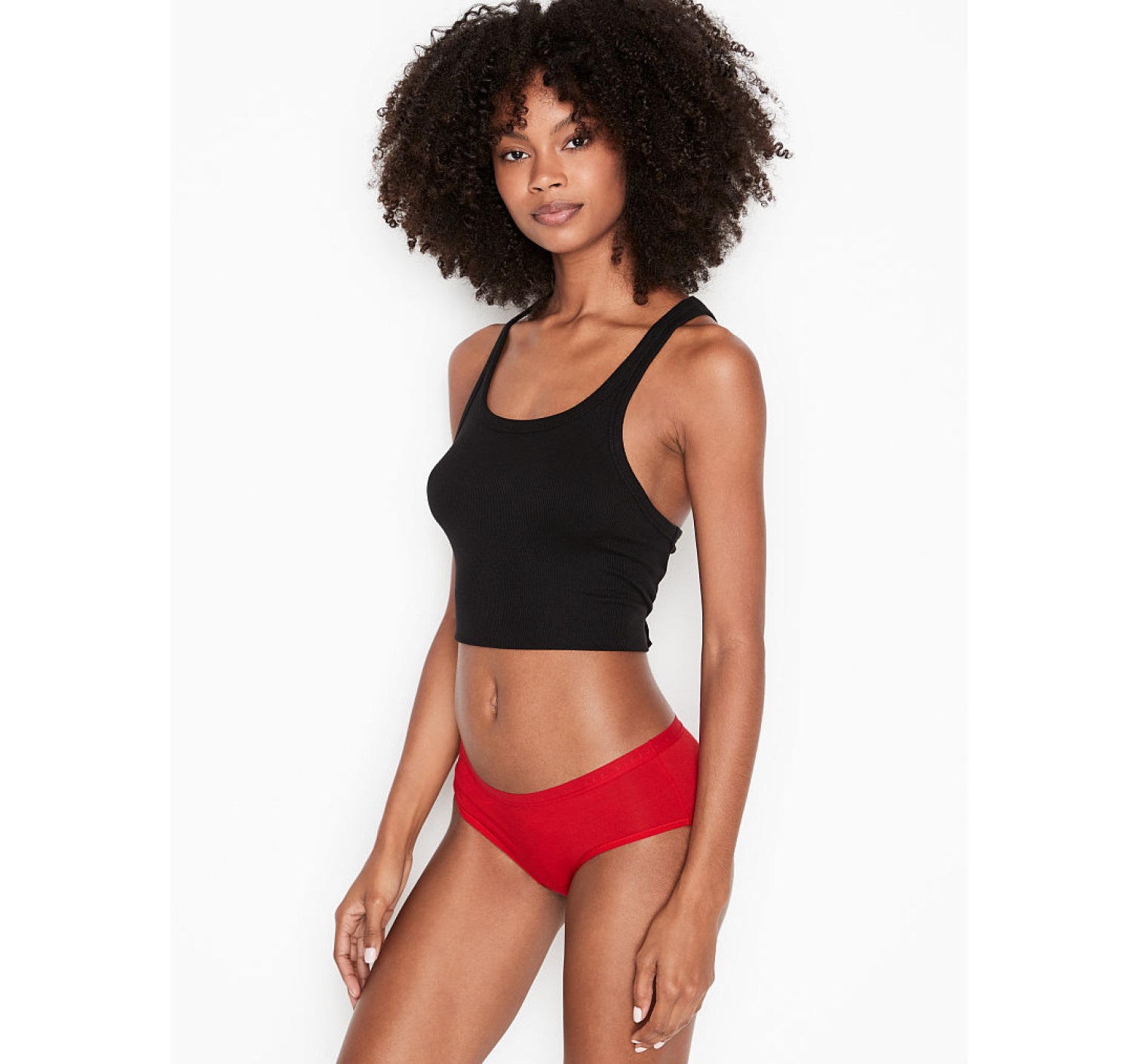 Трусики Victoria's Secret Red Cotton Hiphugger panty VS logo