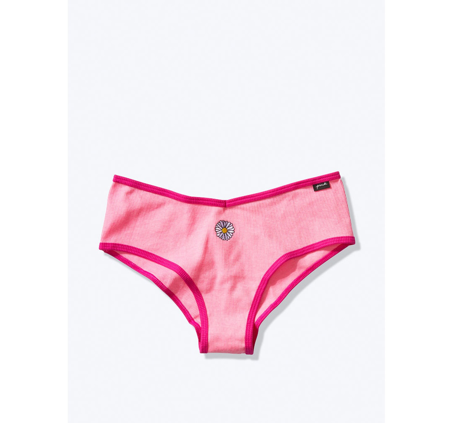 Трусики чикстер Victoria's Secret Pink Ribbed Cotton Cheekster panty