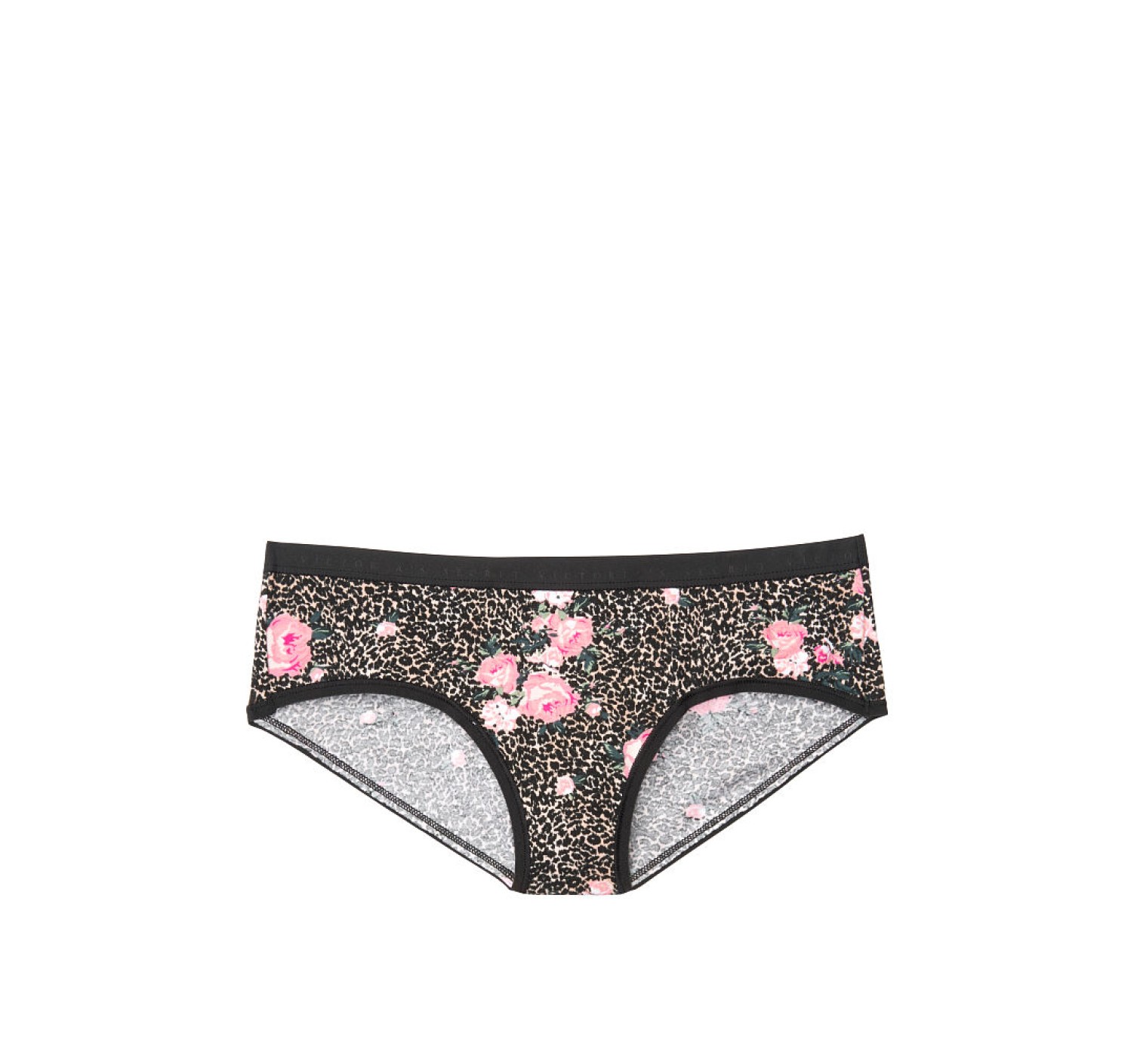 Трусики Victoria's Secret Cotton Black Roses Hiphugger panty VS logo