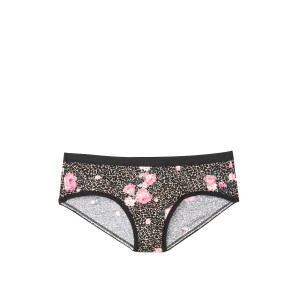 Трусики Victoria's Secret Cotton Black Roses Hiphugger panty VS logo