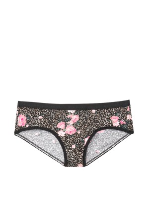 Трусики Victoria's Secret Cotton Black Roses Hiphugger panty VS logo