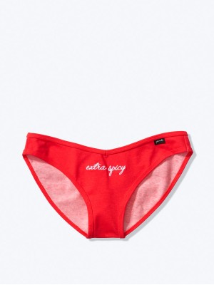 Трусики бикини Victoria's Secret Red Cotton Thong panty Extra spicy print