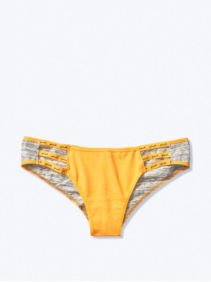 Трусики Victoria's Secret PINK yellow-grey Strappy Cheekster panty