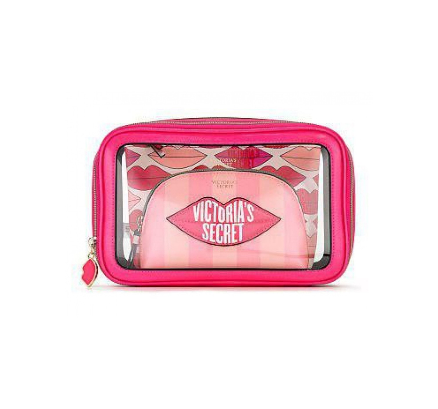 3 в 1 косметичка Victoria's Secret Beauty Bag Trio VS GRAPHIC LIPS