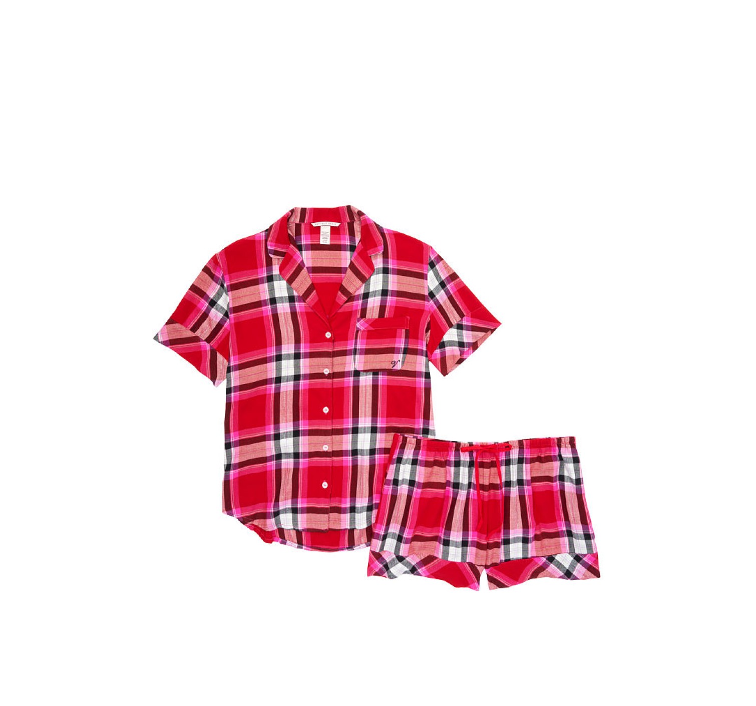 Пижама Victoria’s Secret Flannel Short PJ Set Cherry/Strawberry Red Plaid