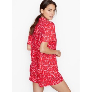 Пижама Victoria’s Secret Flannel Short PJ Set Red print pink hearts