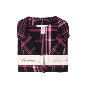 Пижама Victoria’s Secret Shimmer Flannel Long PJ Set Black/Hot Pink