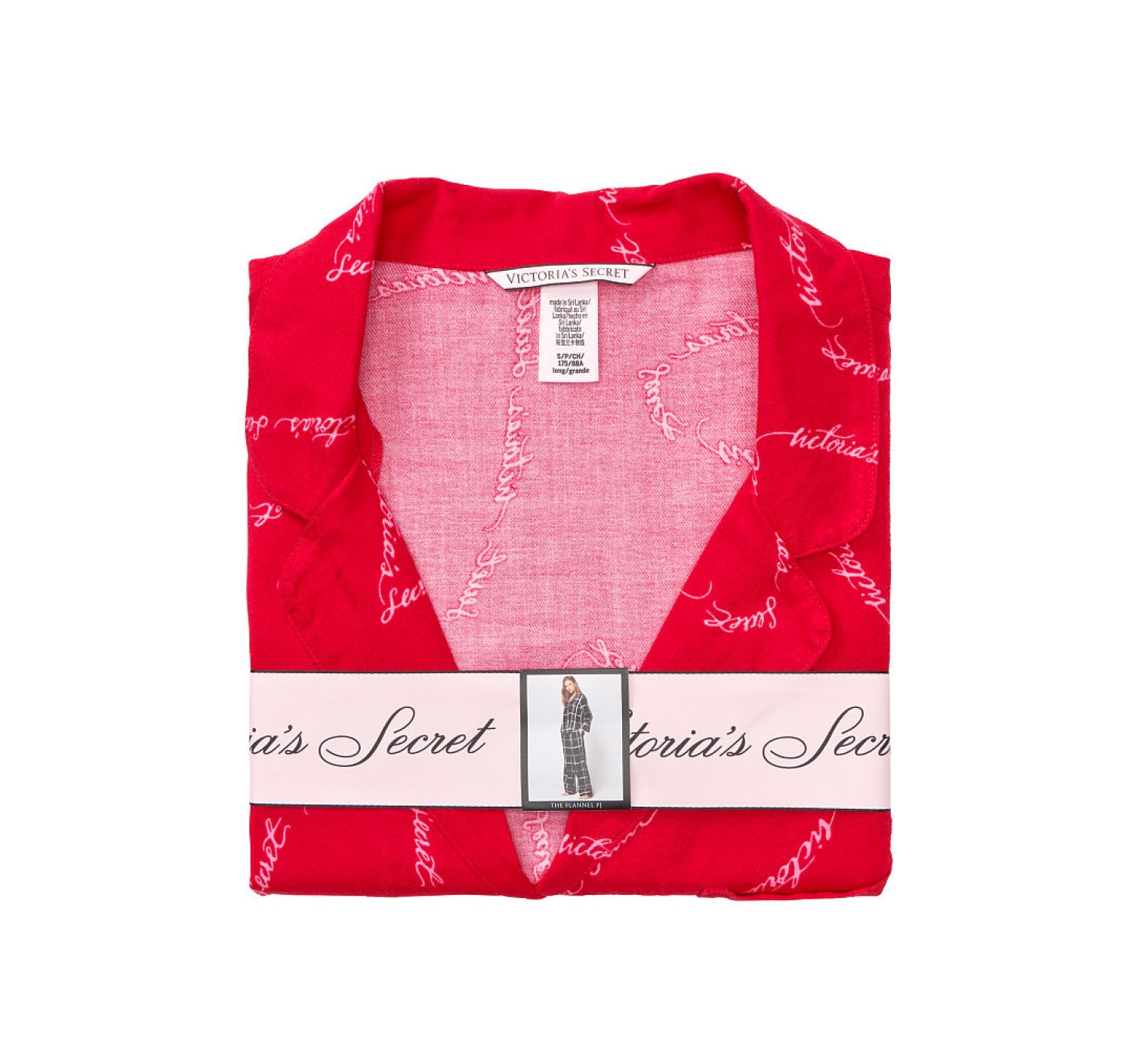 Піжама Victoria's Secret Shimmer Flannel Long PJ Set Print Red Heart VS
