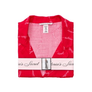 Піжама Victoria's Secret Shimmer Flannel Long PJ Set Print Red Heart VS