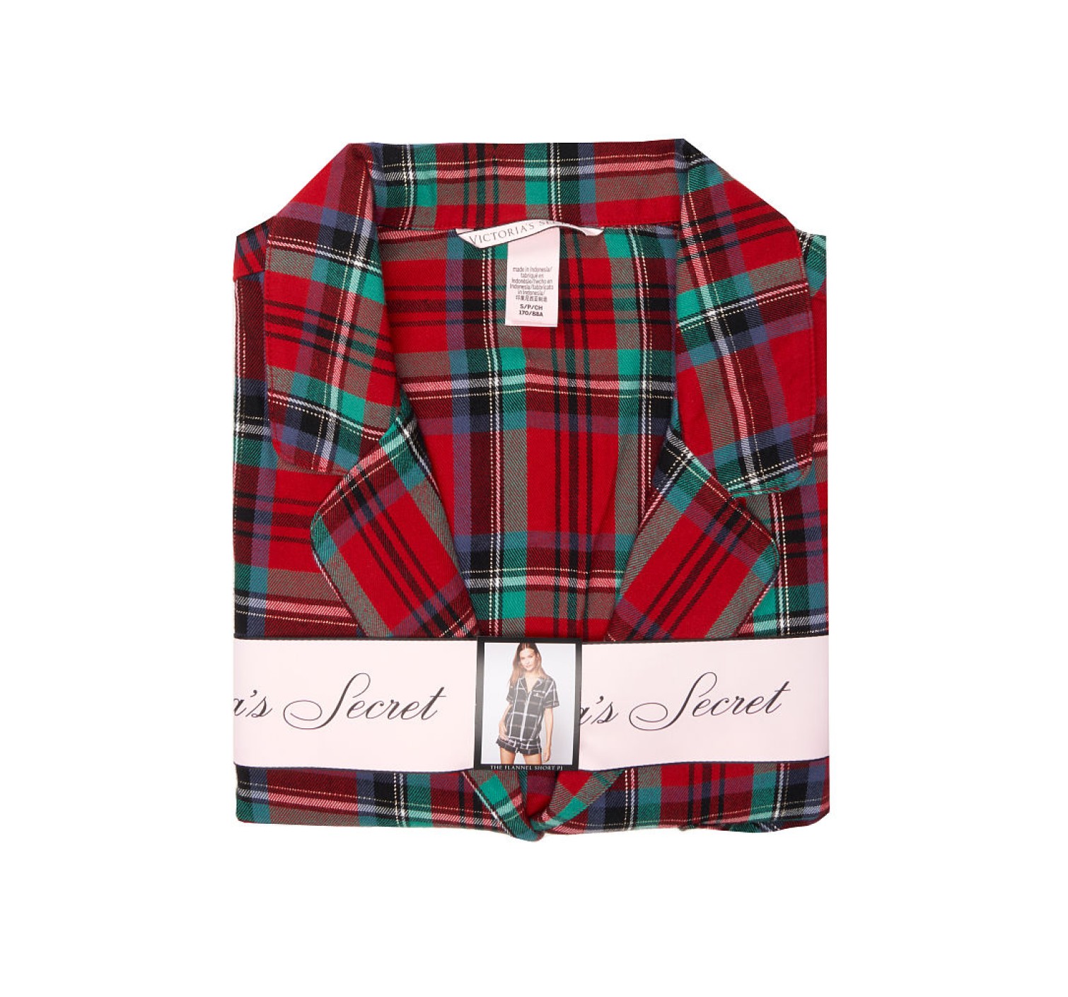 Пижама Victoria’s Secret Shimmer Flannel Short PJ Set Red/Green