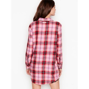 Ночная рубашка Victoria’s Secret Flannel Sleep Shirt Top red plaid