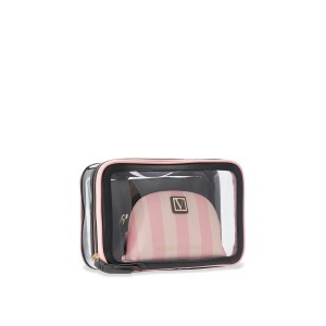 3 в 1 косметичка Victoria’s Secret Beauty Bag Trio Signature Stripe
