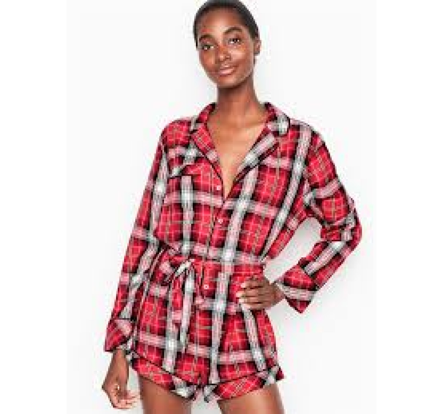 Фланелевий ромпер Victoria's Secret RED Plaid PJ SET
